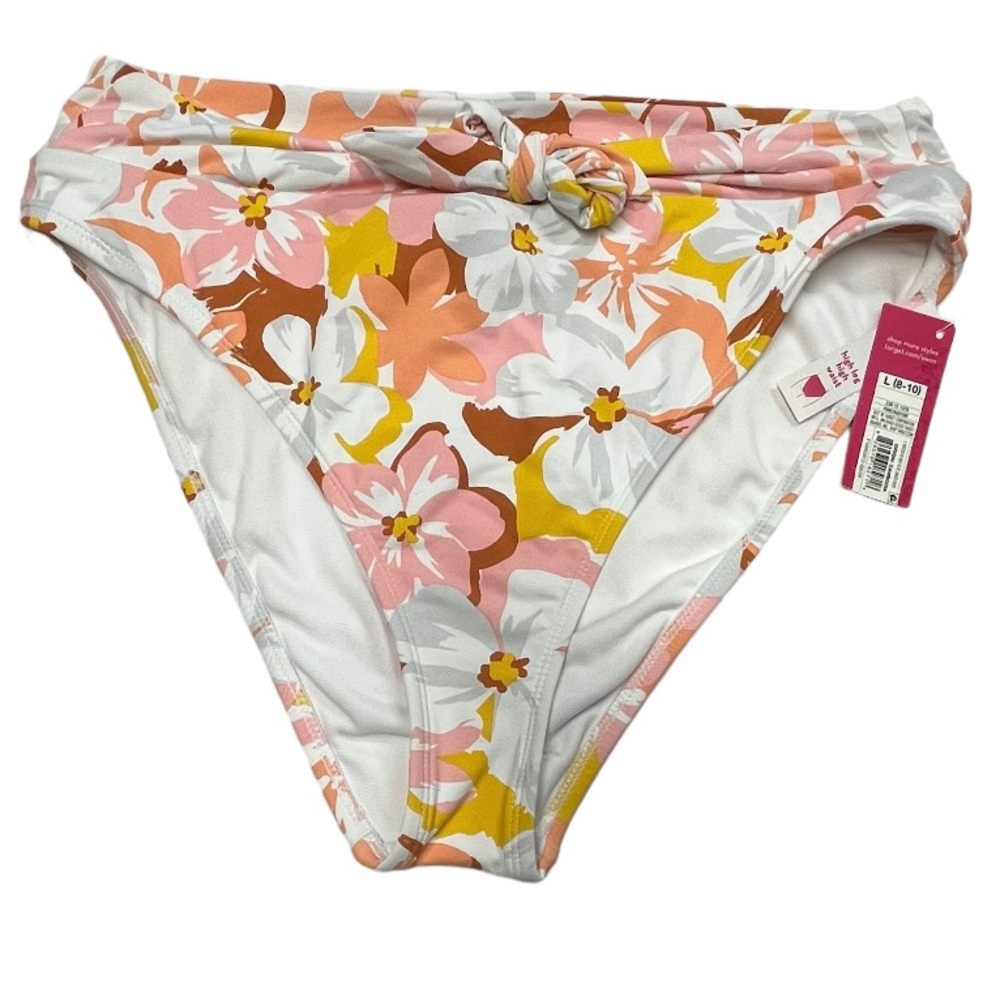 Xhilaration bow / sash tie waist. High waisted bathing suit bottom with florals.